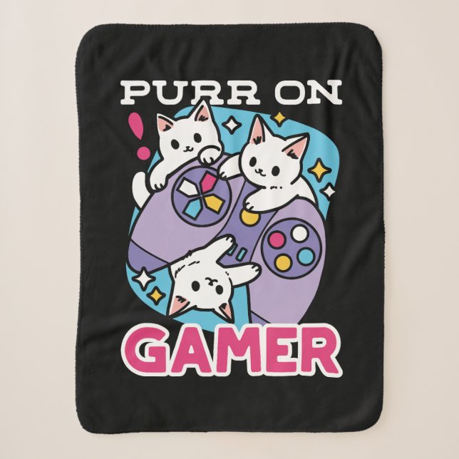 Couverture Sherpa Conception de gamer de chat - Purr sur Gamer Joyst (Devant)