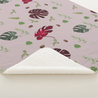 Couverture Sherpa Conception de motif transparent Monstera