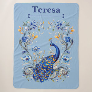 Couverture Sherpa Conception de paon personnalisée - Un cadeau éléga