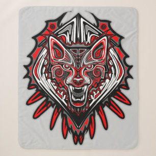 Couverture Sherpa Conception de totem tribal Haida Loup
