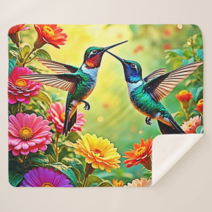 Couverture Sherpa Conception magique de colibri aux tons bijoux