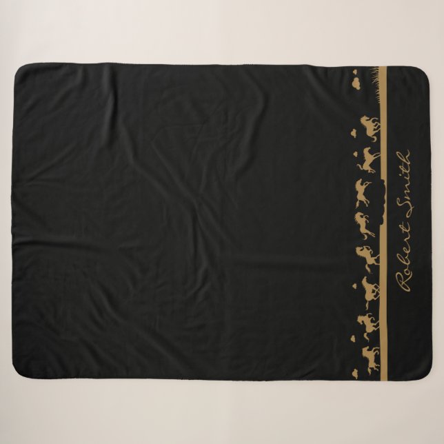 Couverture Sherpa Concevez votre propre Cheval Chic Moderne Polo Equ (Devant (Horizontal))