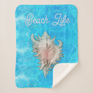 Couverture Sherpa Conch Shell "Beach Life"