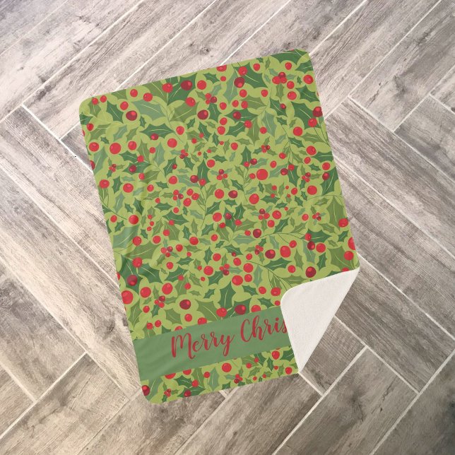 Couverture Sherpa Concombez Joyeux Noël Fêtes Mistletoe Sherpa B (Créateur téléchargé)