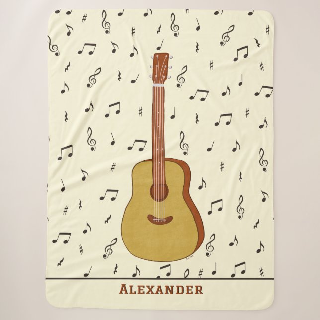 Couverture Sherpa Confortable musique guitariste Design de notes (Devant)