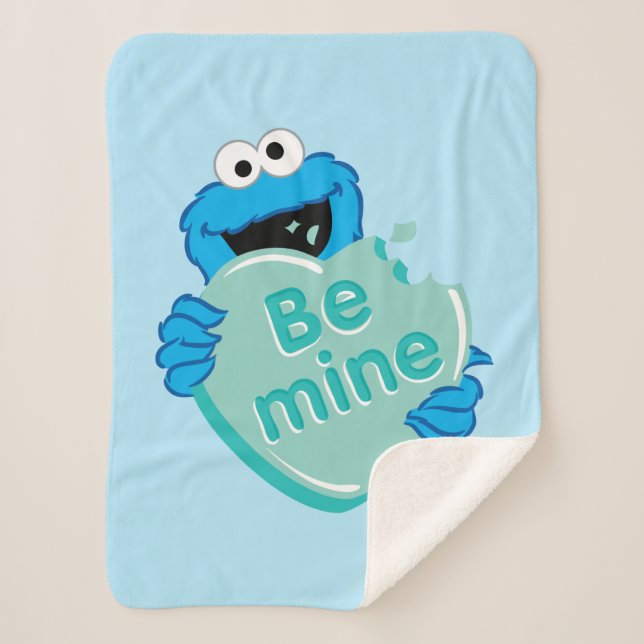 Couverture Sherpa Cookie Monster "Be Mine" Candy Saint-Valentin (Devant)