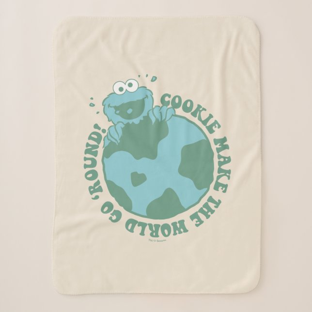 Couverture Sherpa Cookie Monster | Les cookies font tourner le monde (Devant)