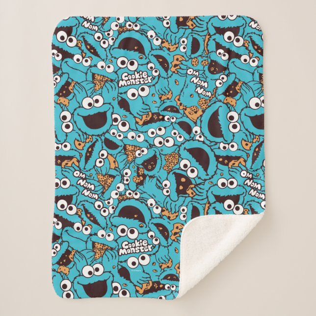 Couverture Sherpa Cookie Monster | Nom Nom Nom Nom Motif (Devant)