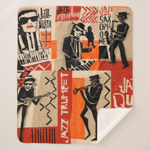 Couverture Sherpa cool vintage d'affiche du groupe de jazz avec trom