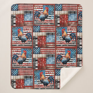 Couverture Sherpa Coq American Flag Pièce d'art populaire