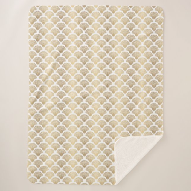 Couverture Sherpa Coquillage de coquillage en or élégant Sherpa Blan (Devant)