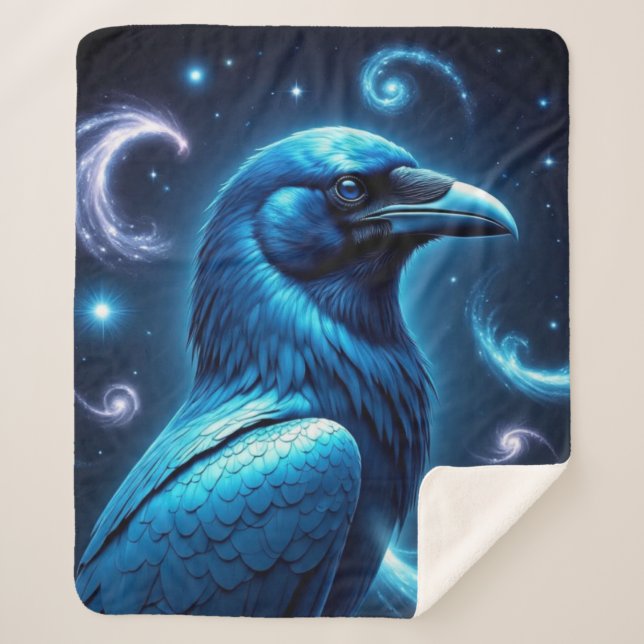 Couverture Sherpa Corbeau bleu cosmique (Devant)
