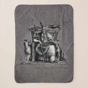 Couverture Sherpa Corbeaux d'Odin sur son trône de pierre mythologie
