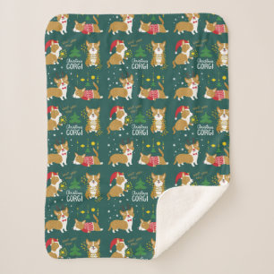 Couverture Sherpa Corgi de Noël   ouaf ouaf Woof