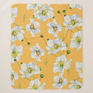 Couverture Sherpa Cosmos, aquarelle, transparent, motif floral.