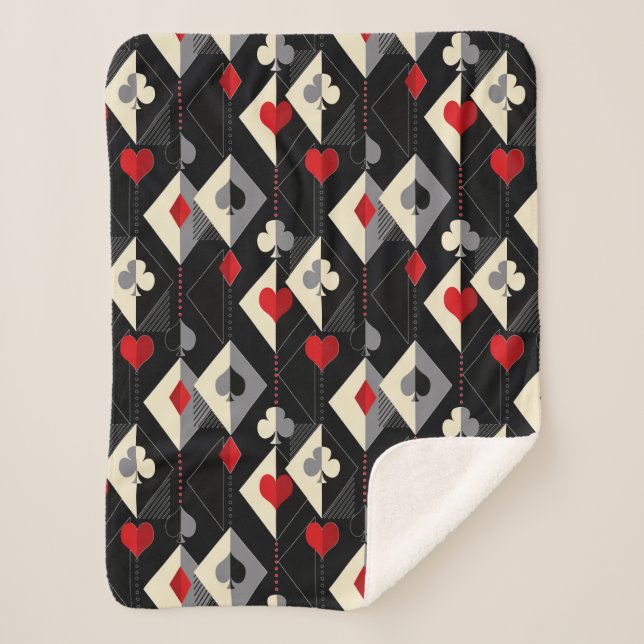 Couverture Sherpa Costumes de jeu de cartes en poker. (Devant)
