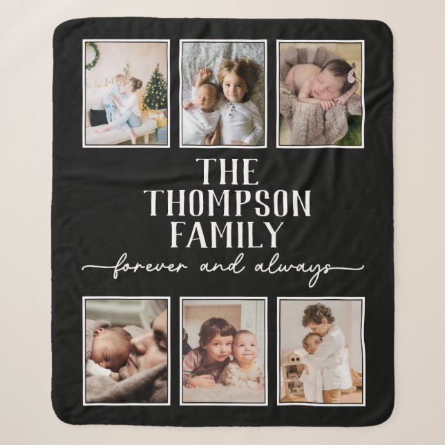Couverture Sherpa Cosy Black Personnalisé Photo Collage Sherp (Devant)