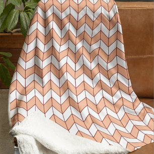 Couverture Sherpa Cosy Peach Burgundy Herringbone