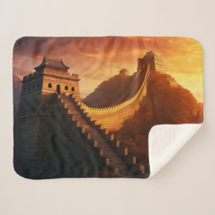 Couverture Sherpa Coucher de soleil sur la Grande Muraille de Chine 