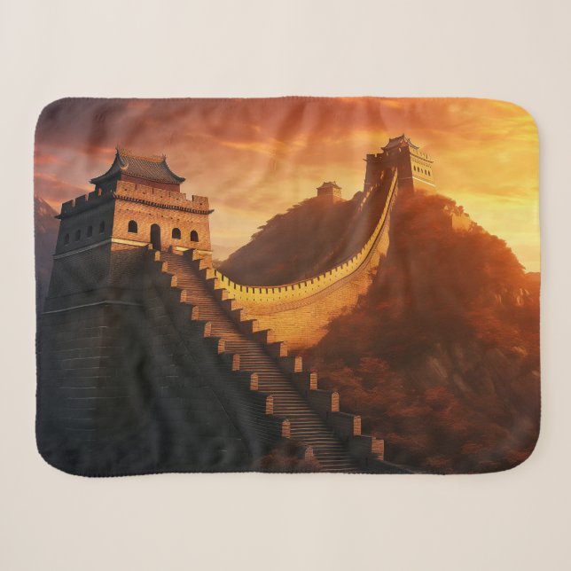 Couverture Sherpa Coucher de soleil sur la Grande Muraille de Chine  (Devant (Horizontal))