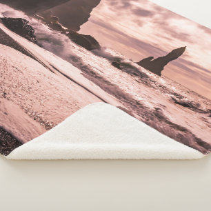 Couverture Sherpa Coucher de soleil sur la plage de sable noir de Re