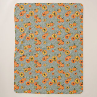 Couverture Sherpa Couleur d'eau peinte Citrouille orange/gris