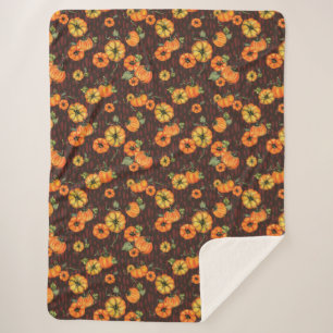 Couverture Sherpa Couleur d'eau peinte Citrouille orange/noir