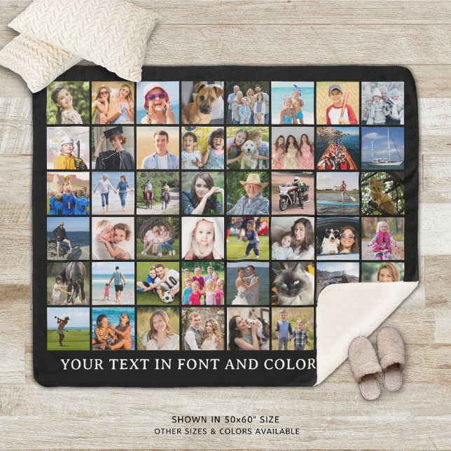 Couverture Sherpa Couleur personnalisée simple 48 Photo Collage (Créateur téléchargé)