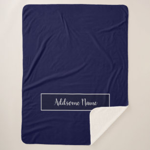 Couverture Sherpa Couleur solide Moderne Marine Bleu élégant