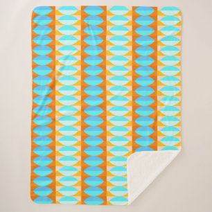 Couverture Sherpa Couleur Turquoise Bleu Orange Jaune Motif