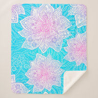 Couleurs bleues et roses ornementent fleurs transp