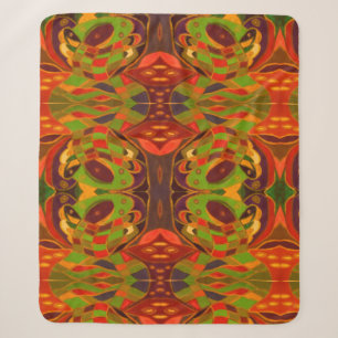 Couverture Sherpa Couleurs de la terre mélangés motif vert rouge or