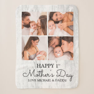 Couverture Sherpa Coupe photo moderne Happy First Mothers Day
