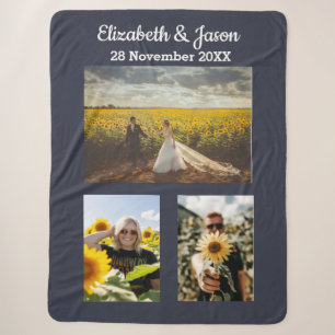 Couverture Sherpa Couples noms et dates de collage photo personnalis
