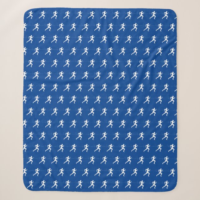 Couverture Sherpa Coureurs de marathon en bleu (Devant)