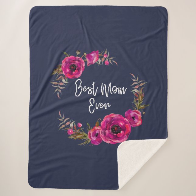 Couverture Sherpa Couronne de fleurs de pavot fuchsia rose Meilleure (Devant)