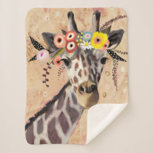 Couverture Sherpa Couronne de la girafe de Klimt des fleurs
