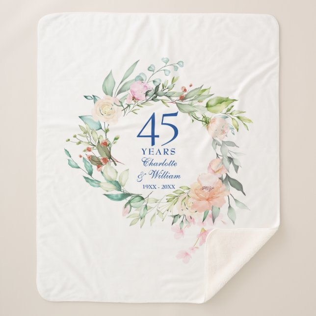 Couverture Sherpa Couronne florale pour le 45e 65e anniversaire de m (Devant)