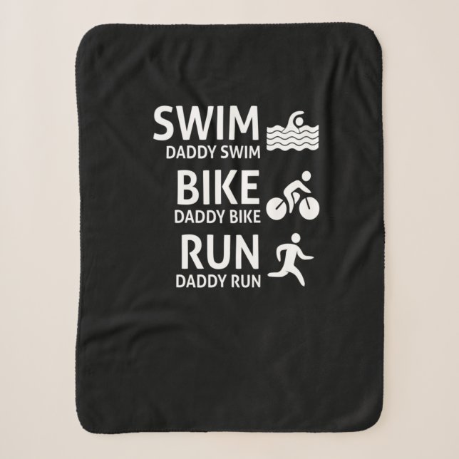 Couverture Sherpa Course de vélo de natation papa - Drôle Triathlon  (Devant)