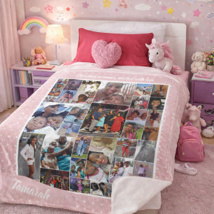 Couverture Sherpa Cousu avec amour : souvenir sincère en rose