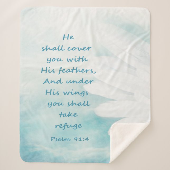 Couverture Sherpa Couvrez-Vous Avec Ses Plumes Bible Citation Ps 91: (Devant)