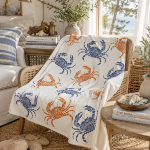 Couverture Sherpa Crabe Bleu et Orange Côtière
