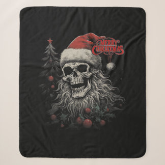 Couverture Sherpa Crâne de squelette Noël joyeux drôle Santa apparié
