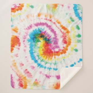 Couverture Sherpa Cravate spirale, motif tourbillon arc-en-ciel