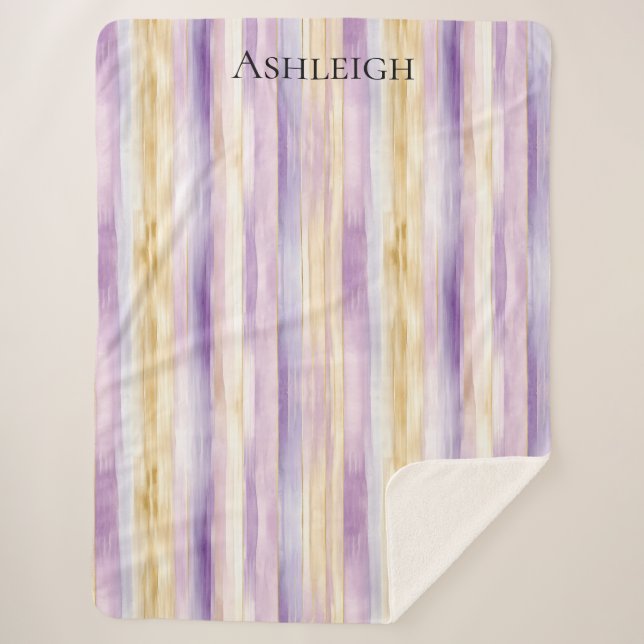 Couverture Sherpa Crème pourpre Iris raypes (Devant)
