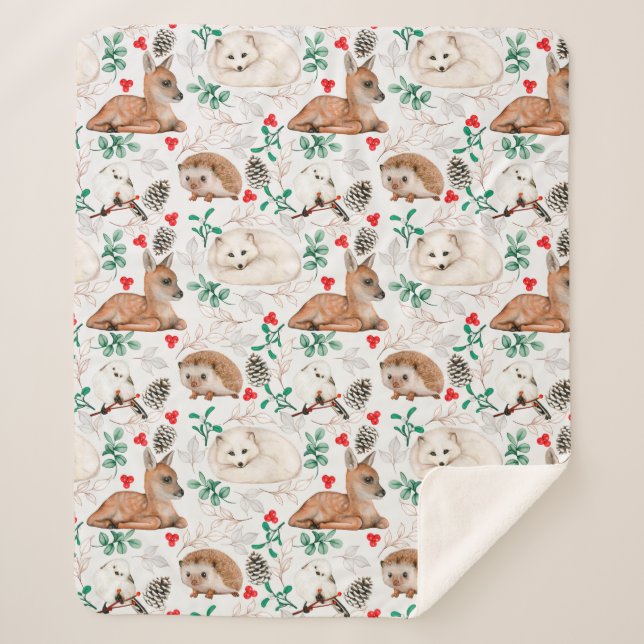 Couverture Sherpa Critère forestier mignon Sherpa Blanket (Devant)