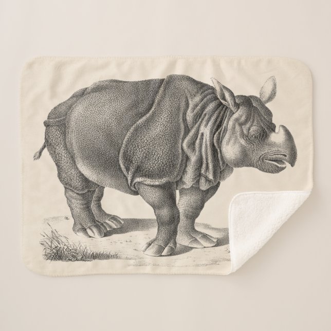 Couverture Sherpa Croquis Brodtmann Rhinoceros (Devant (Horizontal))