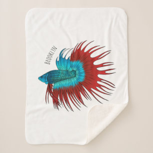 Couverture Sherpa Crowntail betta fish dessin animé