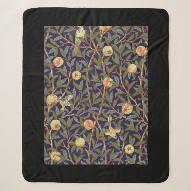Couverture Sherpa Cru d'oiseau et de grenade de William Morris (Devant)