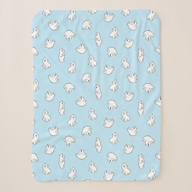 Couverture Sherpa Cubes Ours Polaires - Bleu Icy - (Devant)